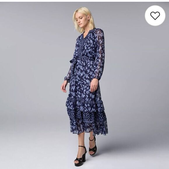 Simply Vera Vera Wang long sleeve tiered ruffle maxi dress - Picture 1 of 10